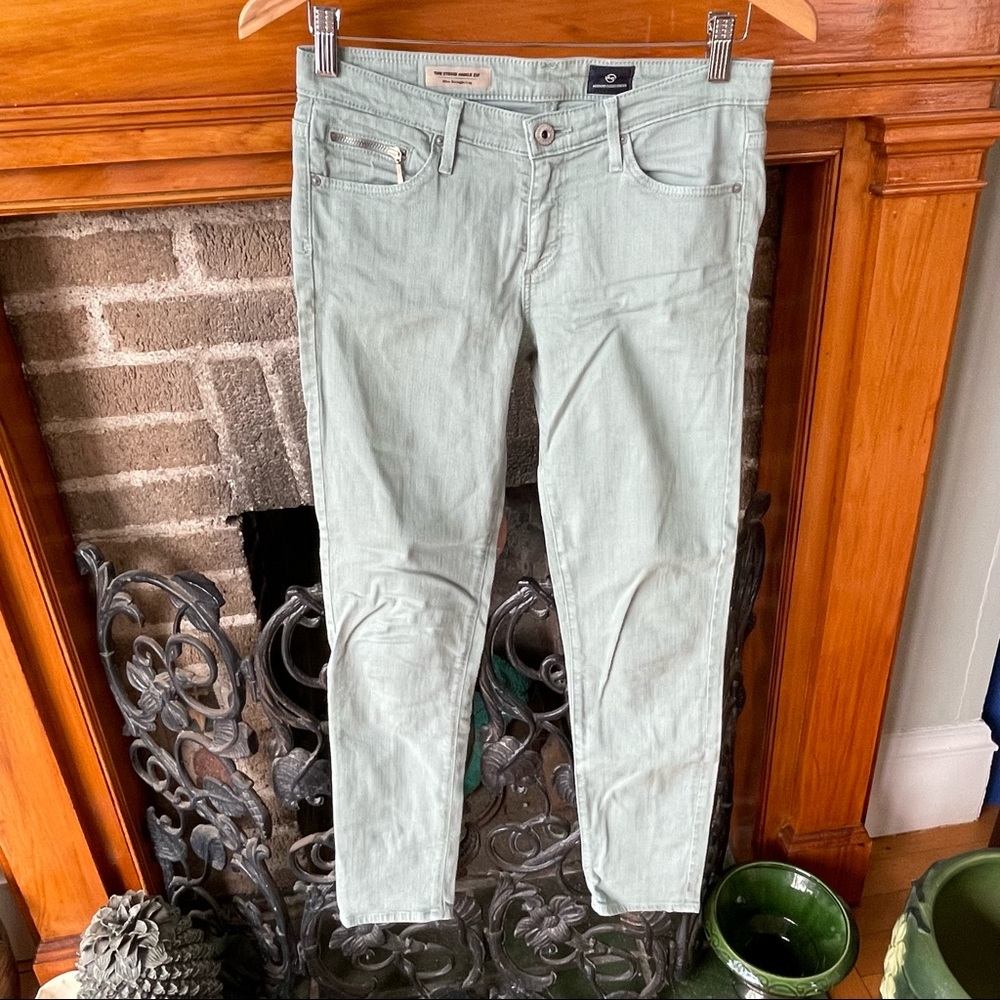 AG teal aqua blue The Stevie Ankle Zip jeans denim size 27